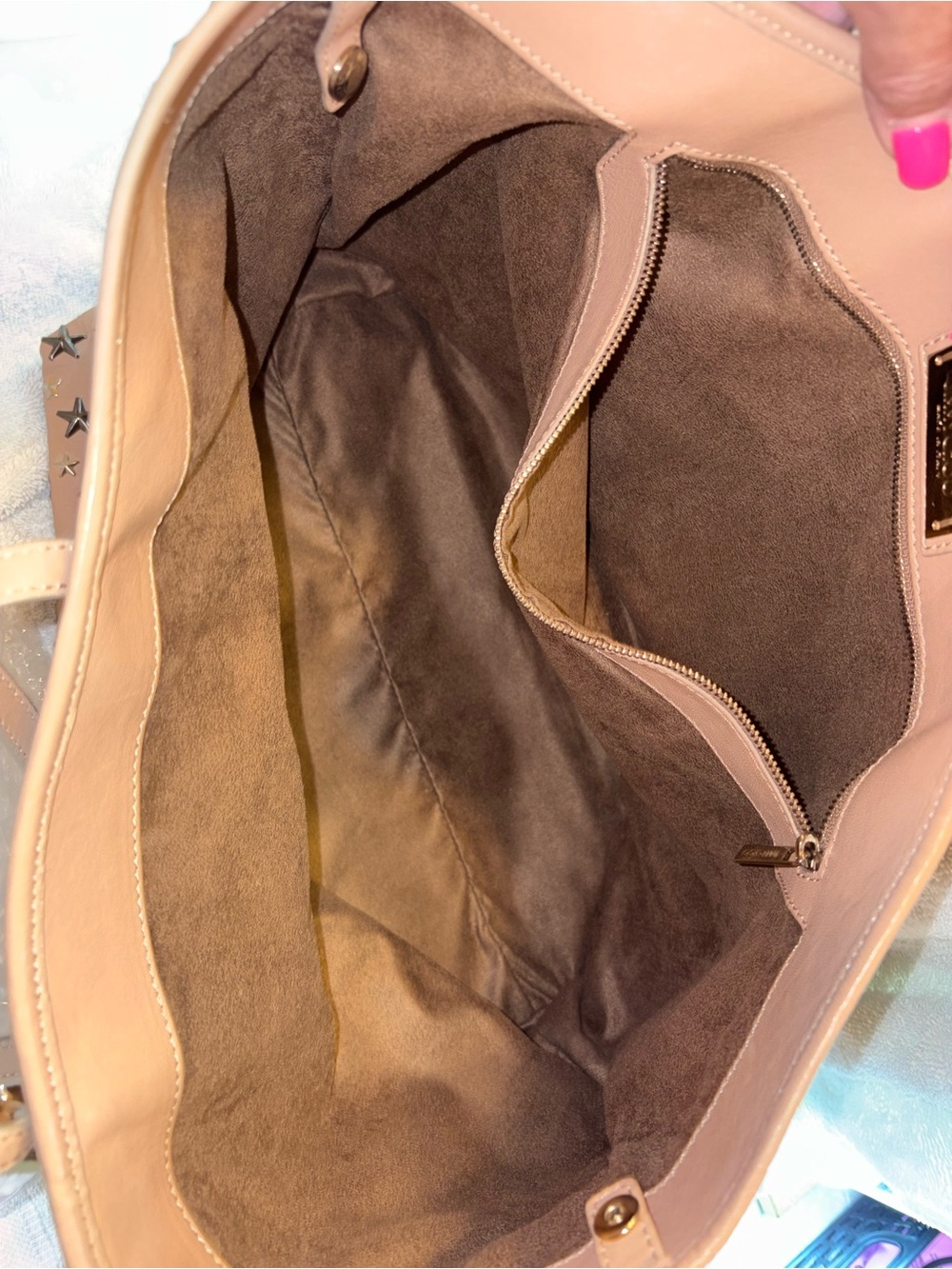 Jimmy Choo Studded Star Tote Bag in Blush Pink Authentic - Picture 4 of 5